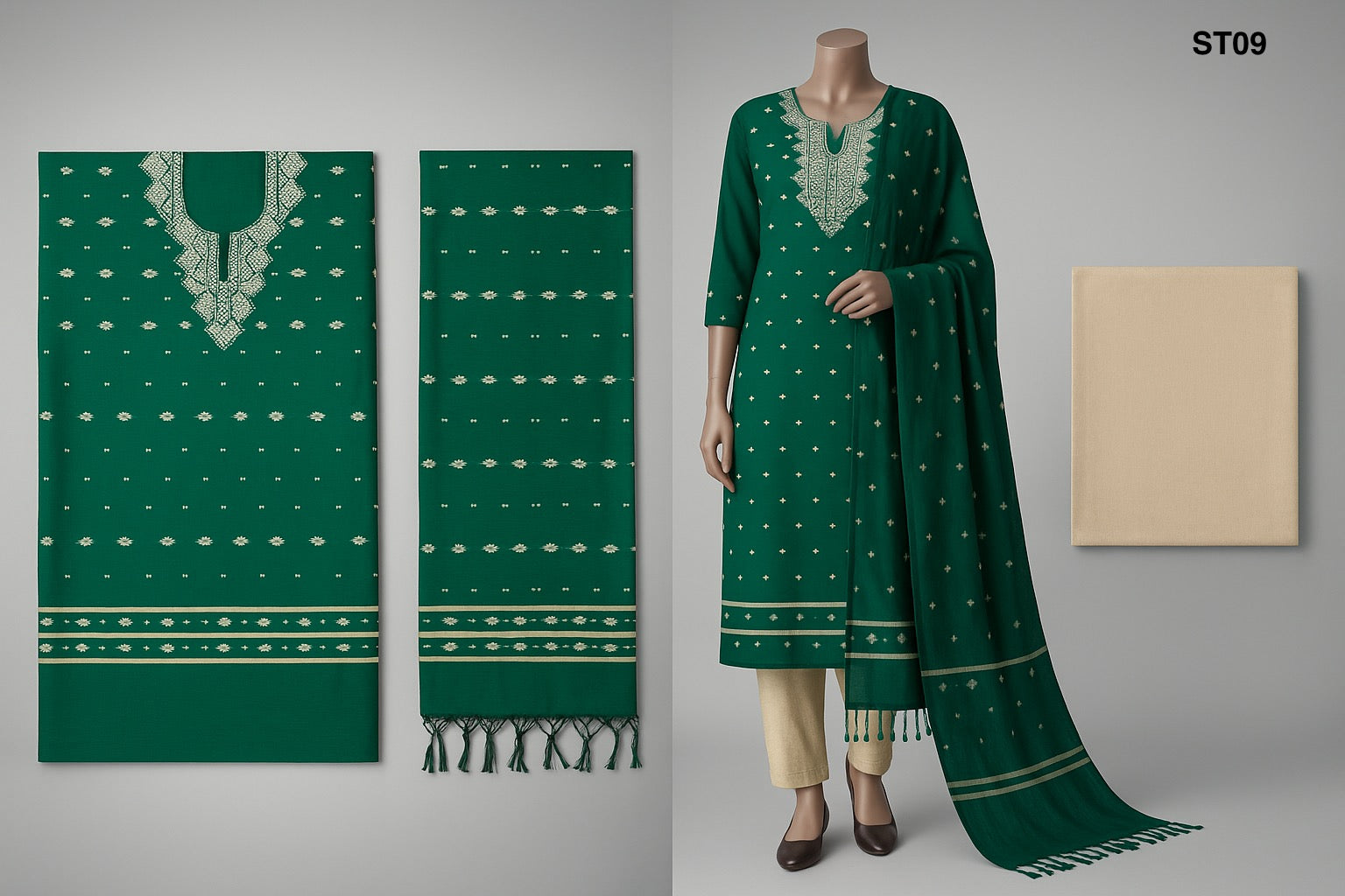 Half Silk Three Piece ST09