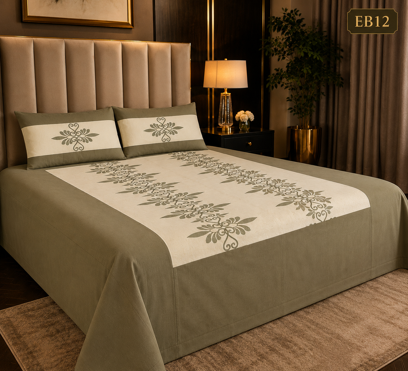 Luxury Floral Embroidered Bedsheet-EB12