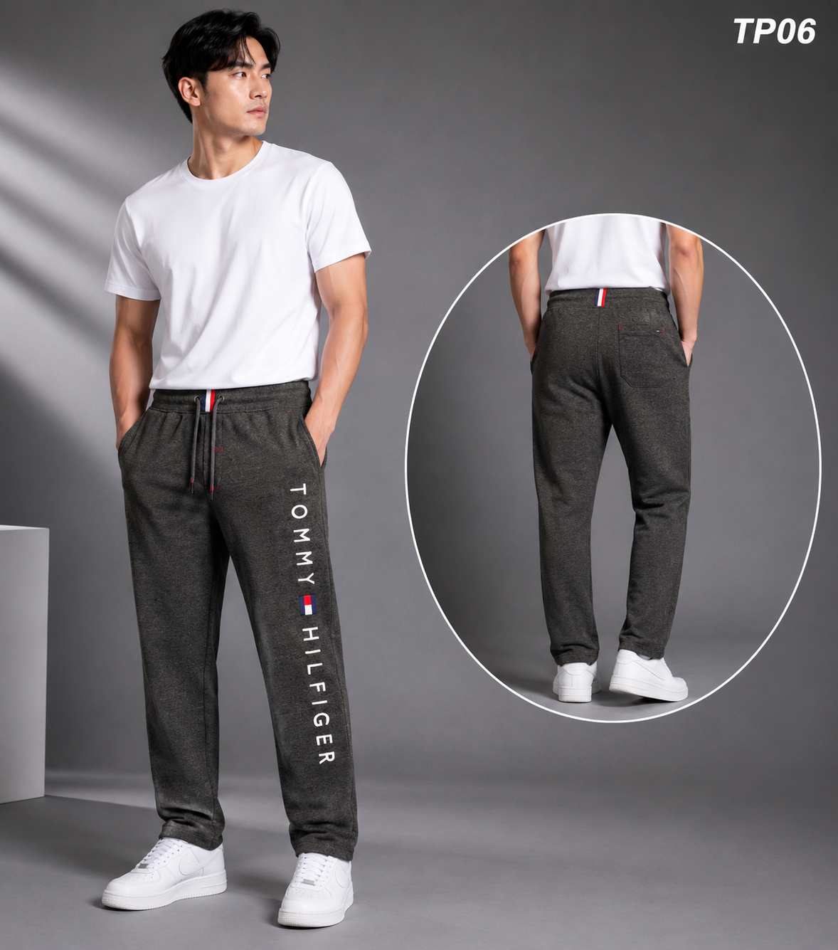 Men's Premium Embroidered Fleece Jogger Pants Charcoal 111 (TP06)
