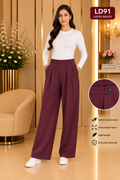 Premium Ladies Baggy Wide-Leg Pants LD91 — Wine