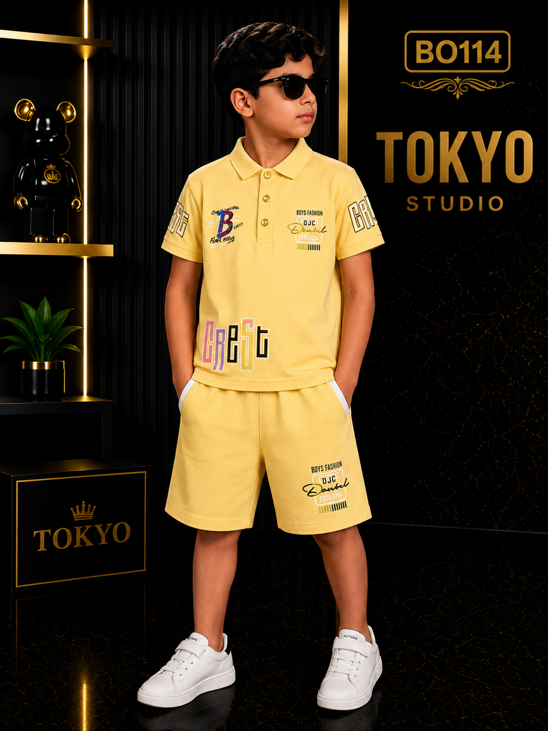 Boys’ Premium Graphic Polo T-Shirt & Shorts Set – BO114