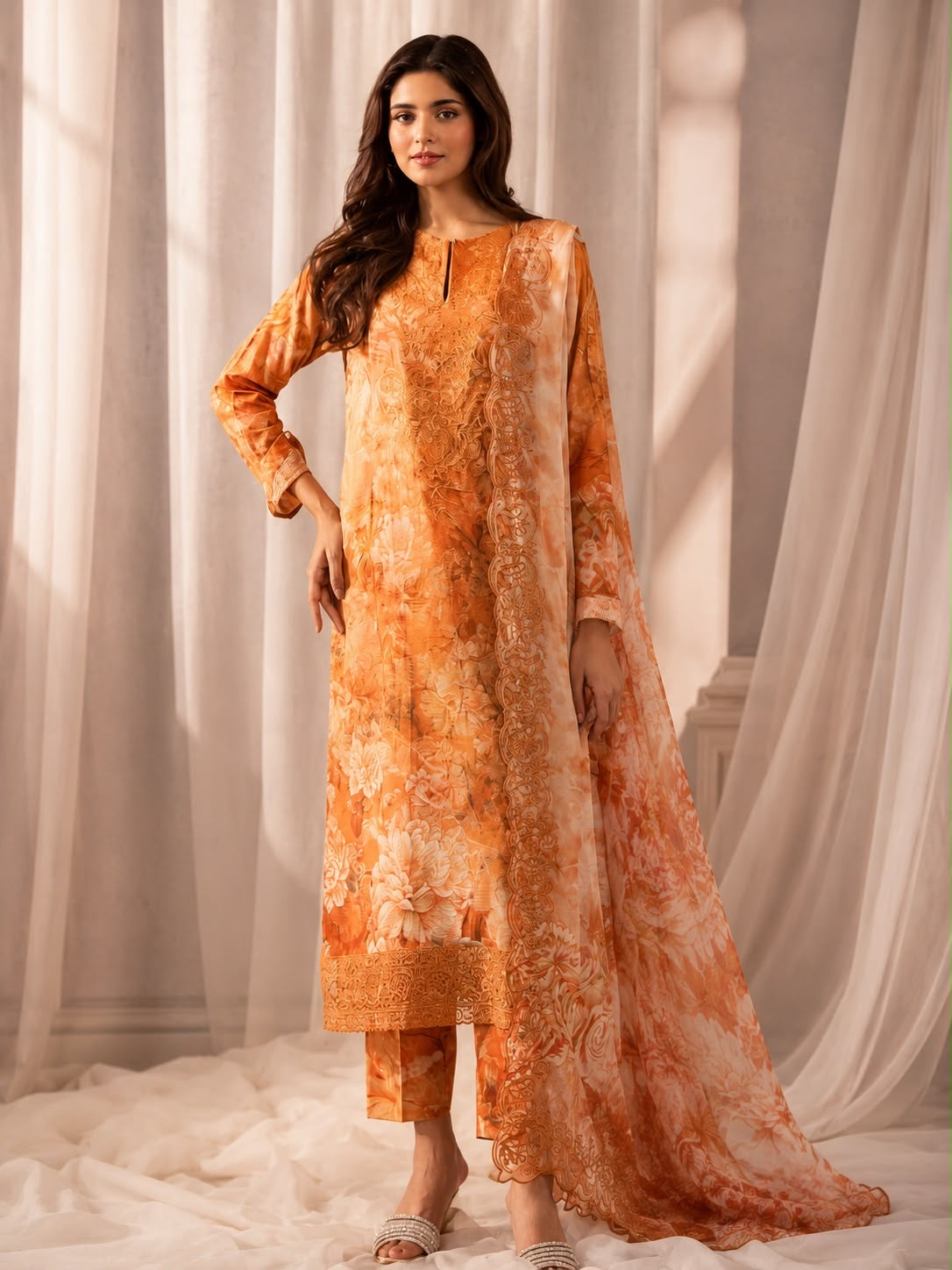 Luxury Digital Printed Lawn Unstitched Three Piece Set -C543