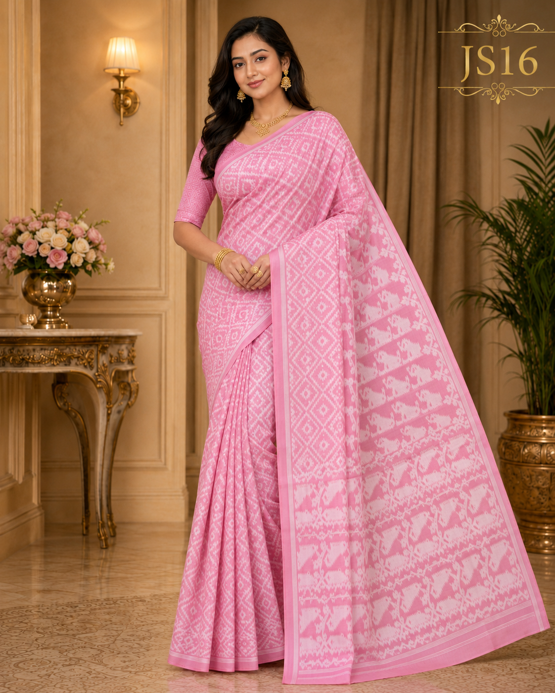 Blush Pink Jamdani Saree-JS16