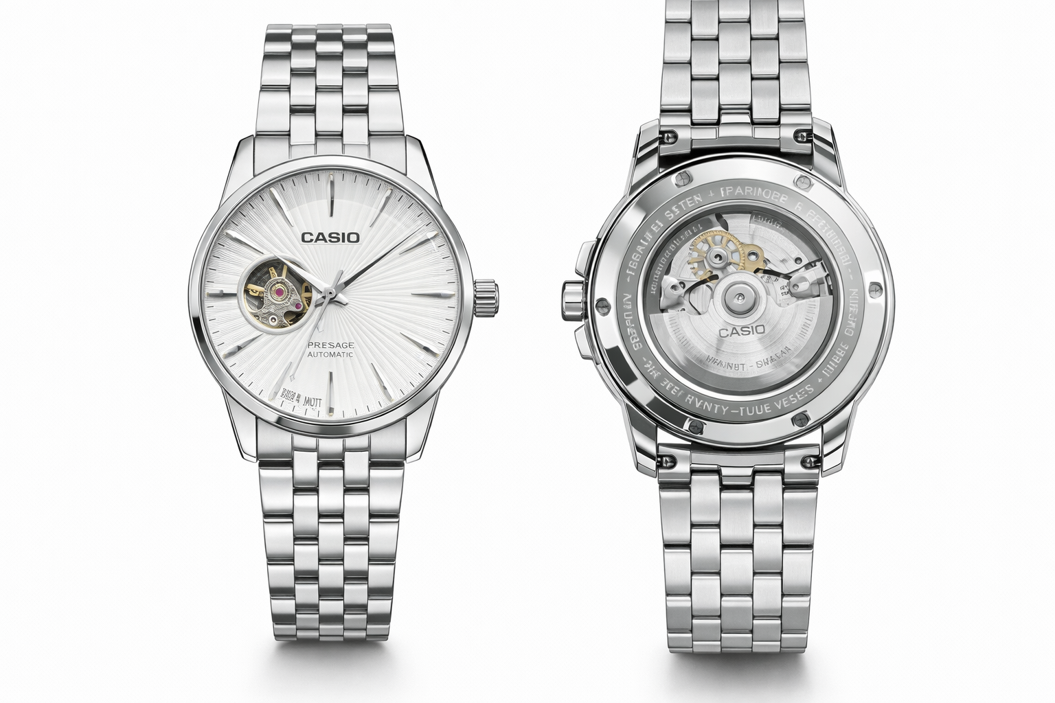 Casio Presage Automatic Open-Heart Stainless Steel Watch 122