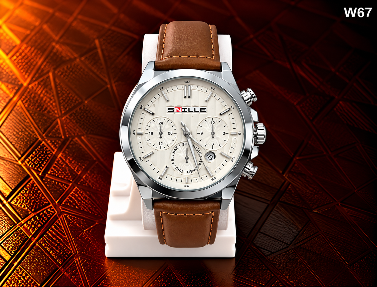 Men's Premium Multi-Dial Analog Leather Strap Watch – W67