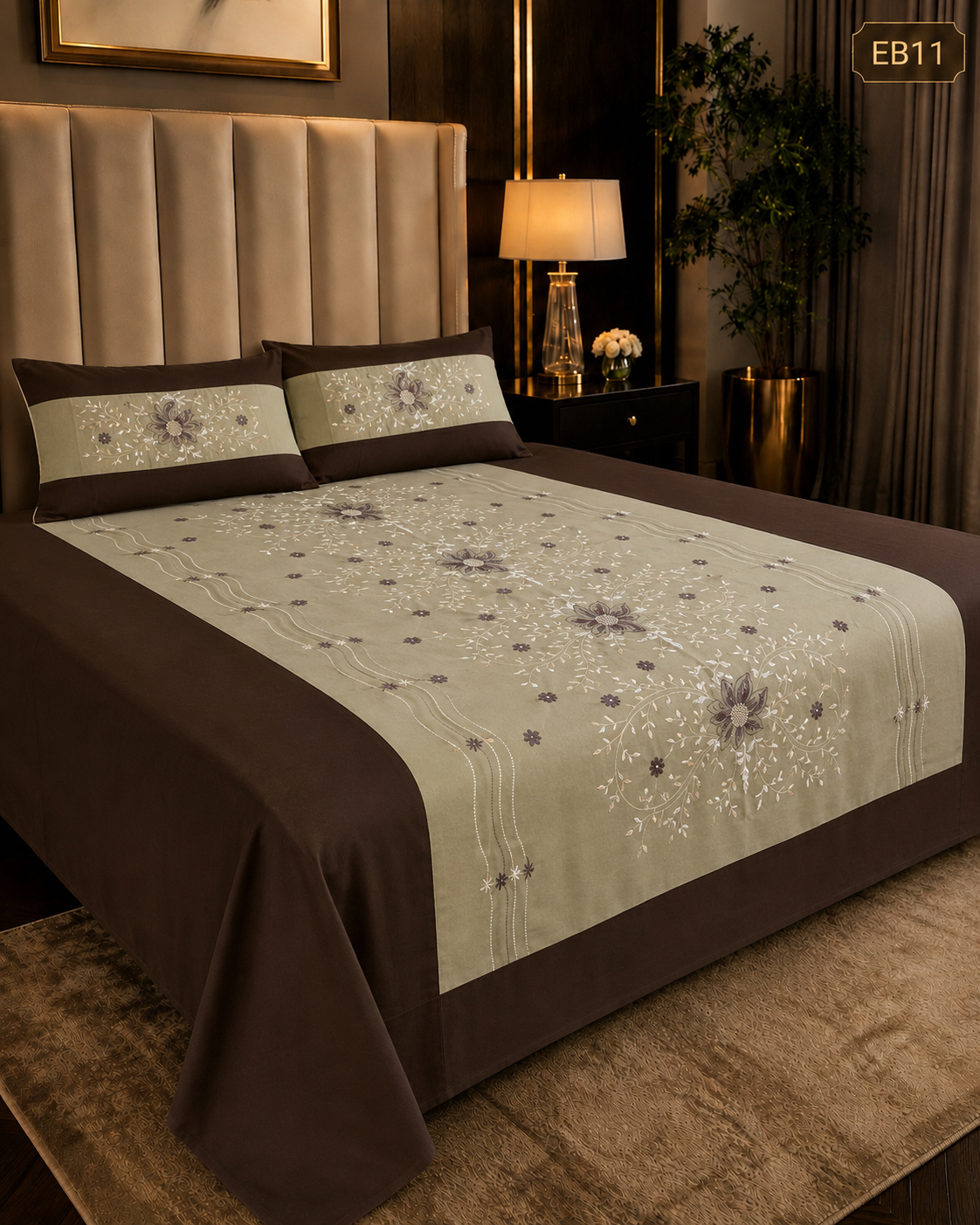 Luxury Floral Embroidered Bedsheet-EB11