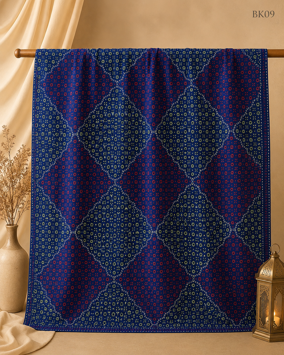 Bakulful Nakshi Kantha – Navy Red Green Patchwork | BK09