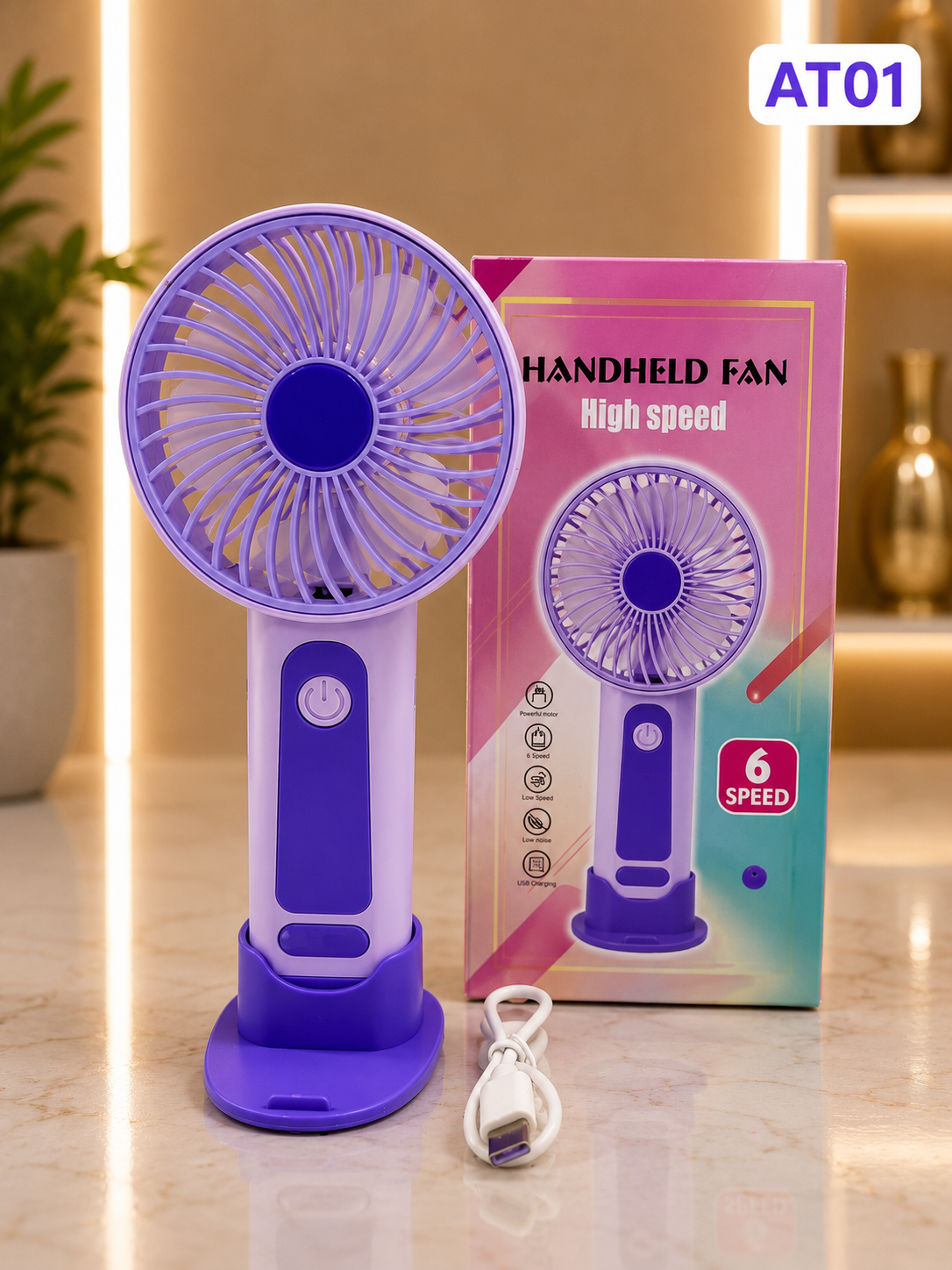 6-Speed Portable Handheld Fan-AT01