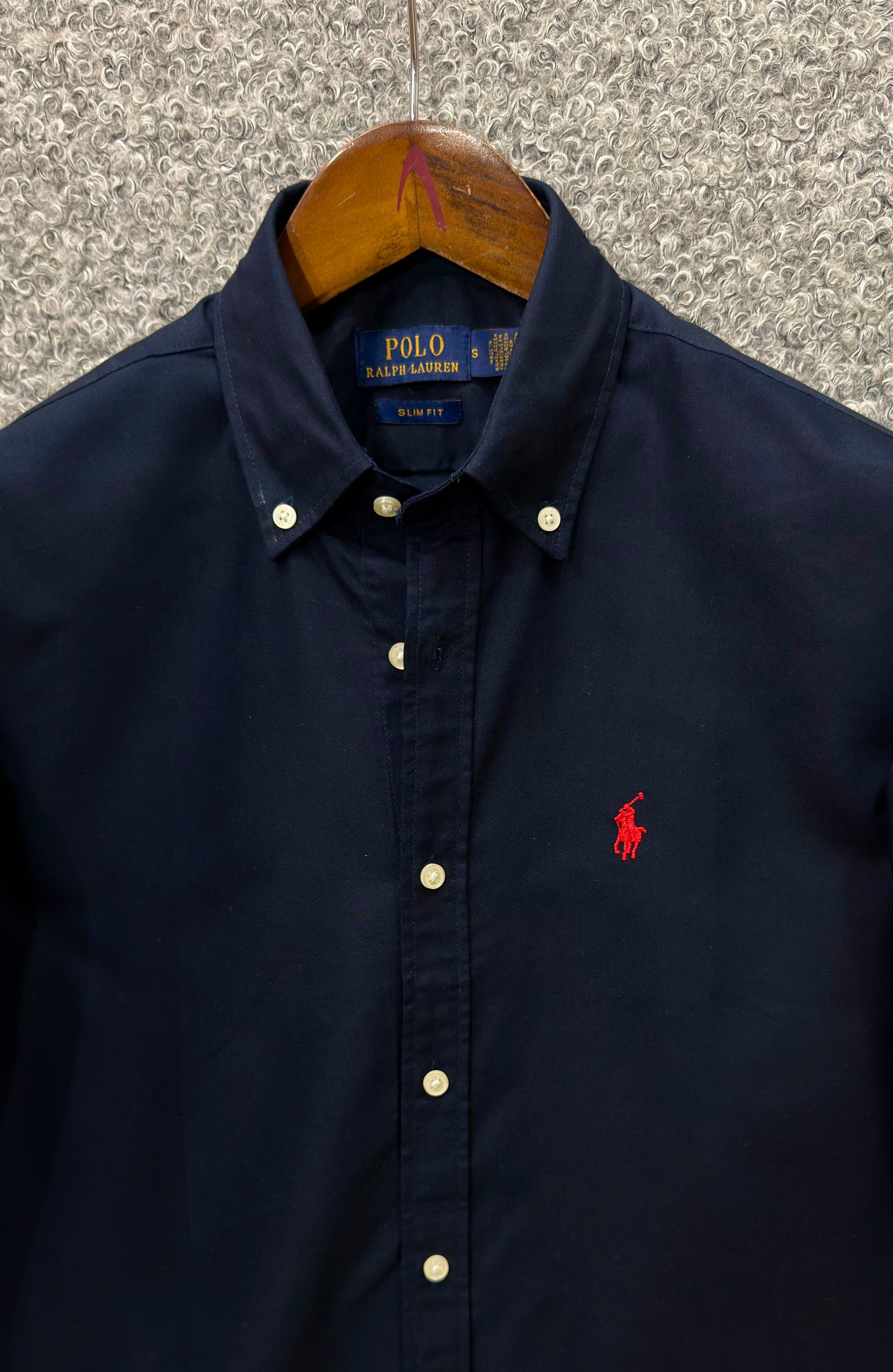 Premium Solid LOGO Oxford Cotton Shirt RLS Navy 203