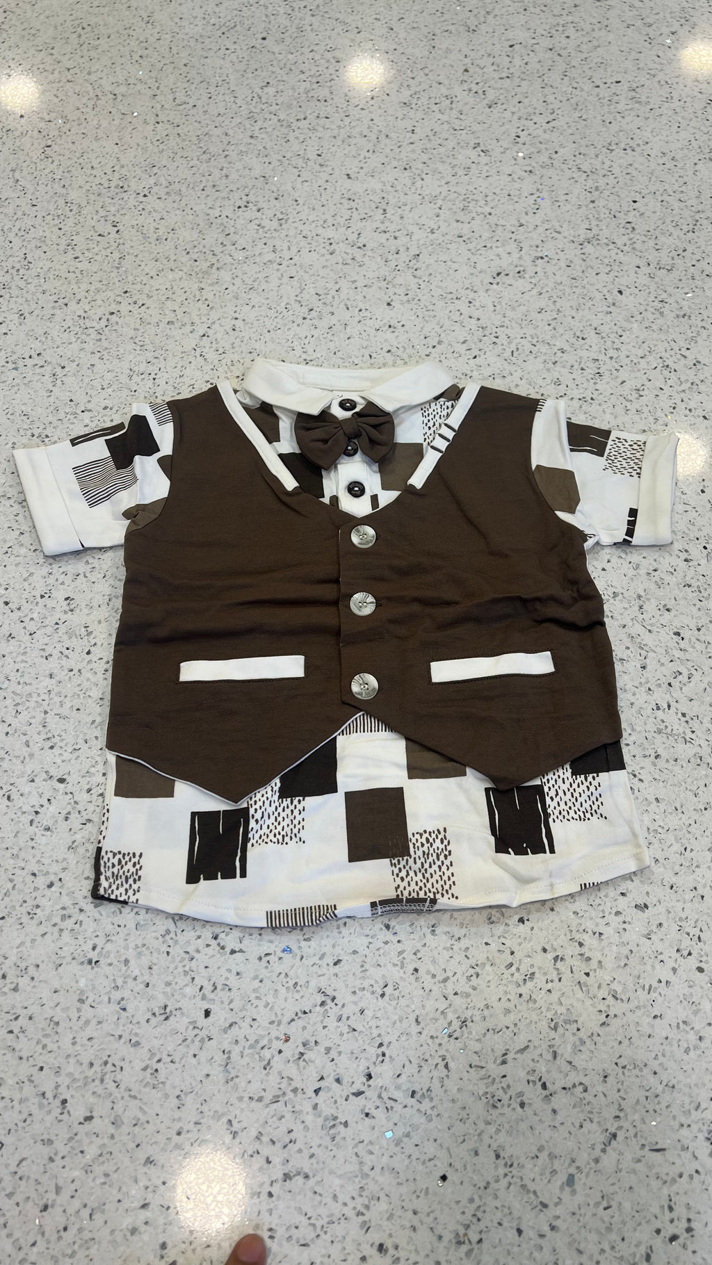 Premium Boys Bow Tie Waistcoat, Printed Shirt & Matching Shorts Set-BW05
