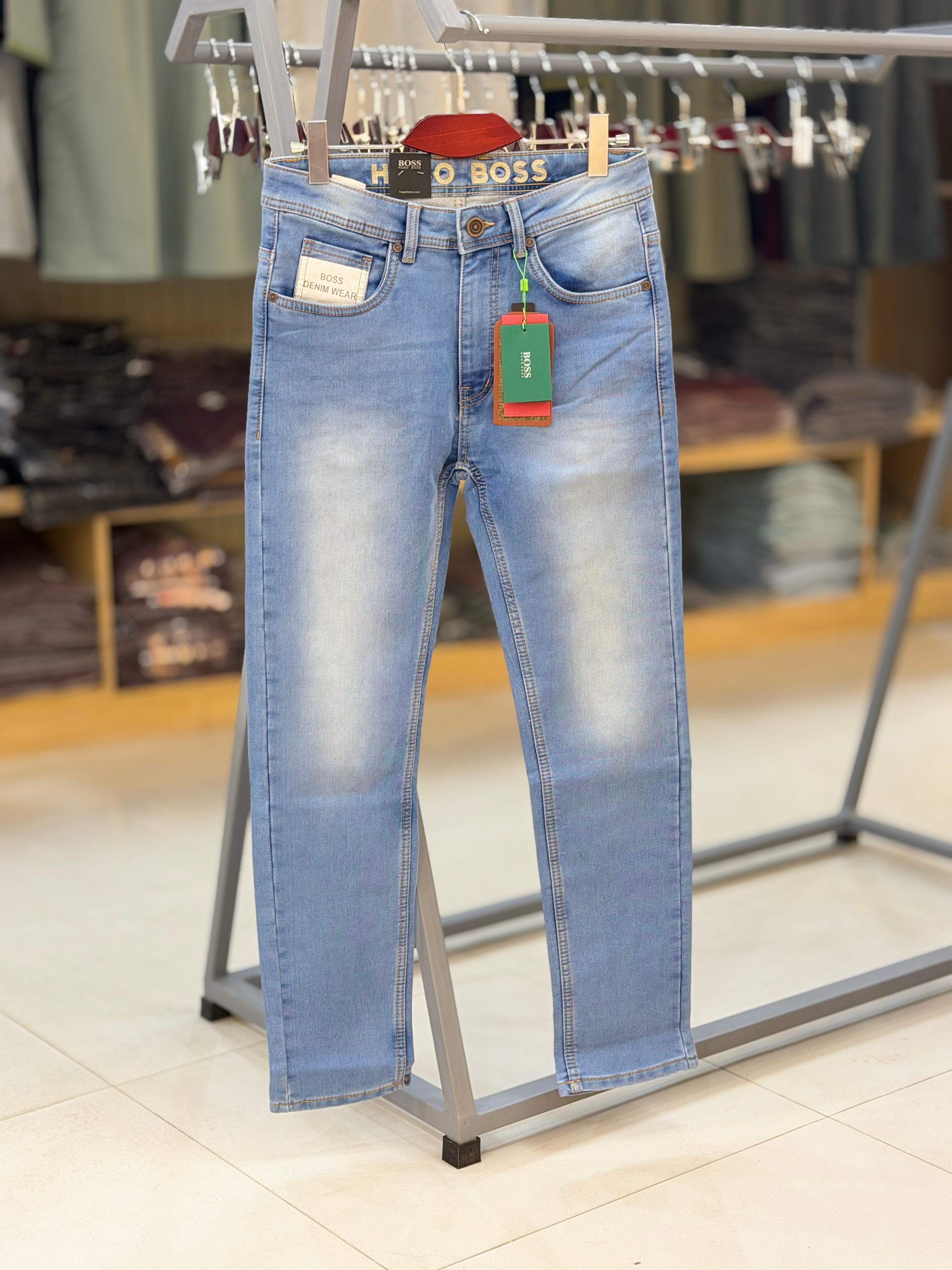 Men's Knit Denim Slim Fit Jeans – Soft Stretch Comfort light 801