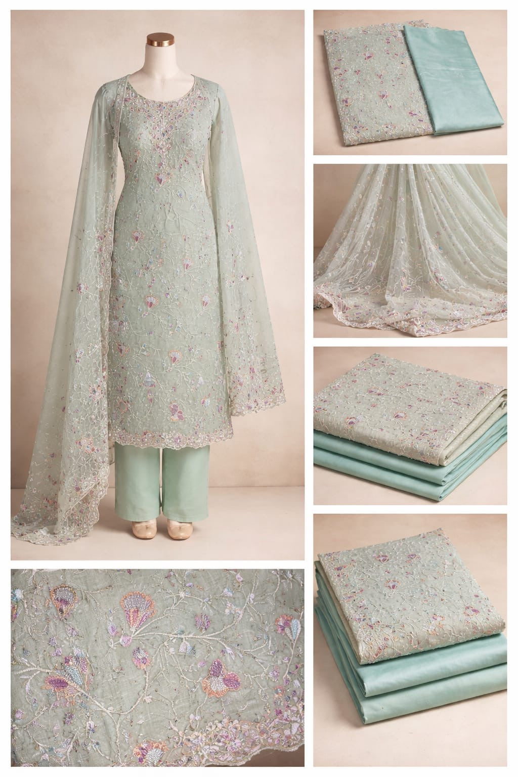 Premium Embroidered Organza Salwar Kameez 1015