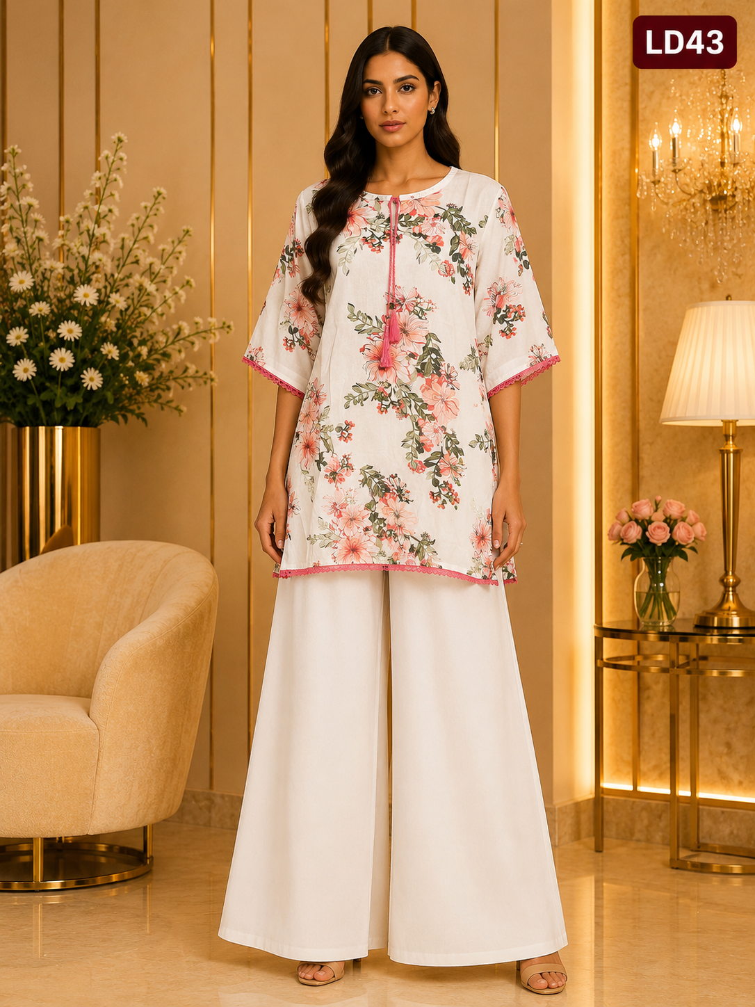 Floral Tassel Linen Top-LD43