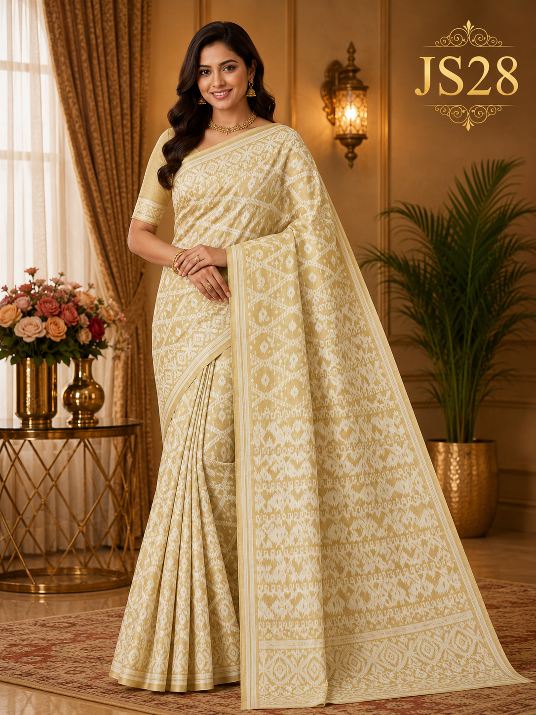 Champagne Gold Jamdani Saree-JS28