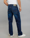 Dark Blue 5 Pocket Cropped Mid Rise, Comfort & Straight Fit Stretch Jeans RJ6337