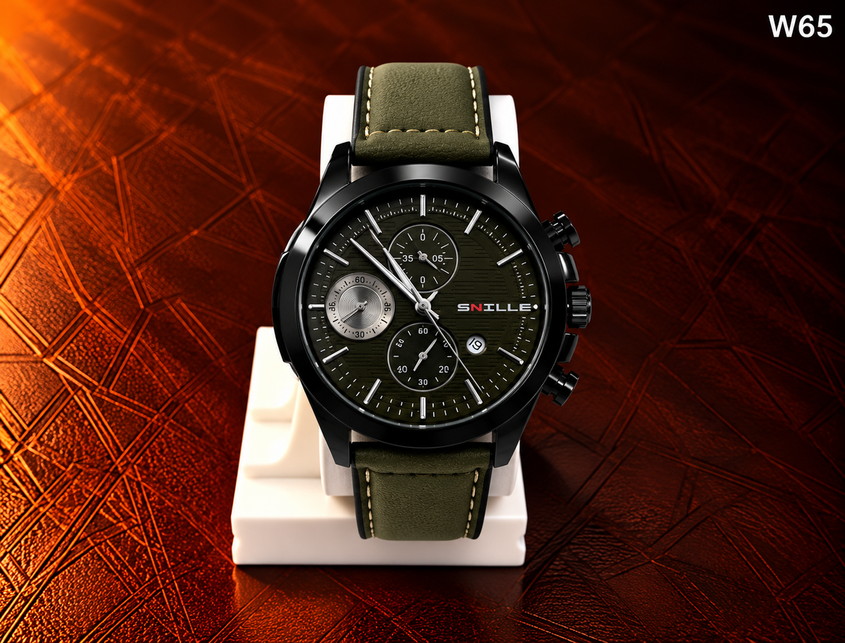 Men's Premium Multi-Dial Analog Leather Strap Watch – W65
