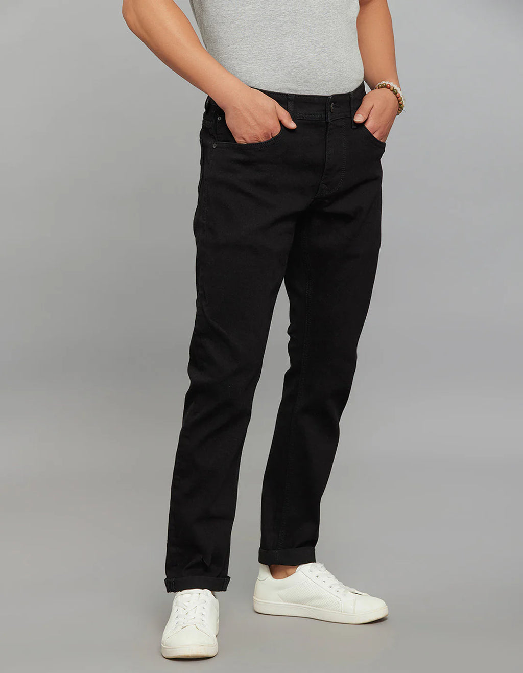 Rookies Denim Tapered Ankle-Length Stretch Jeans - Black RJ6235