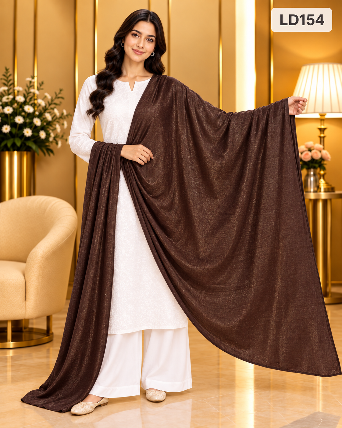 Premium Ladies Textured Shimmer Dupatta - LD154
