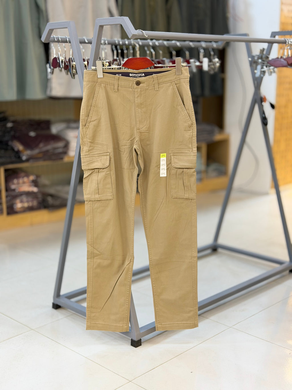 Mens Flexwear Straight Fit Cargo Pants – Cream