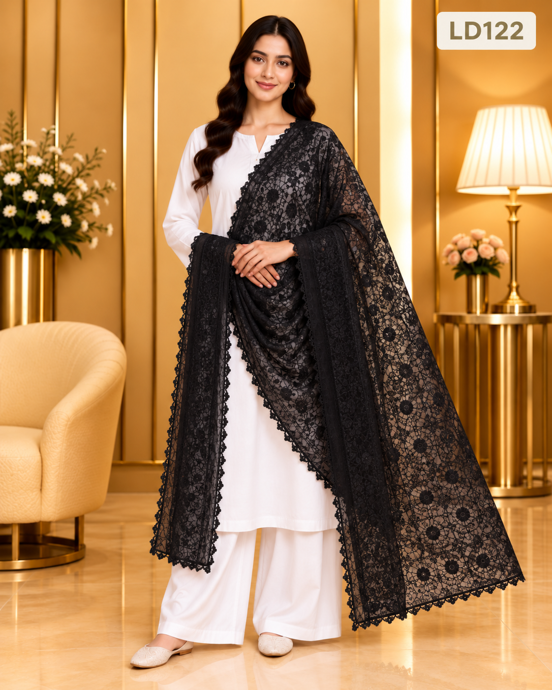 Premium Embroidered Ladies Dupatta-LD122
