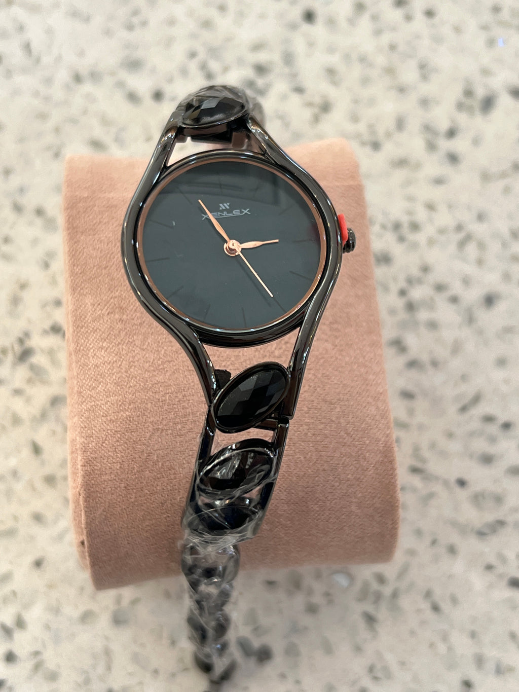 LW49 XENLEX Elegant Black Dial Stone Bracelet Ladies Watch