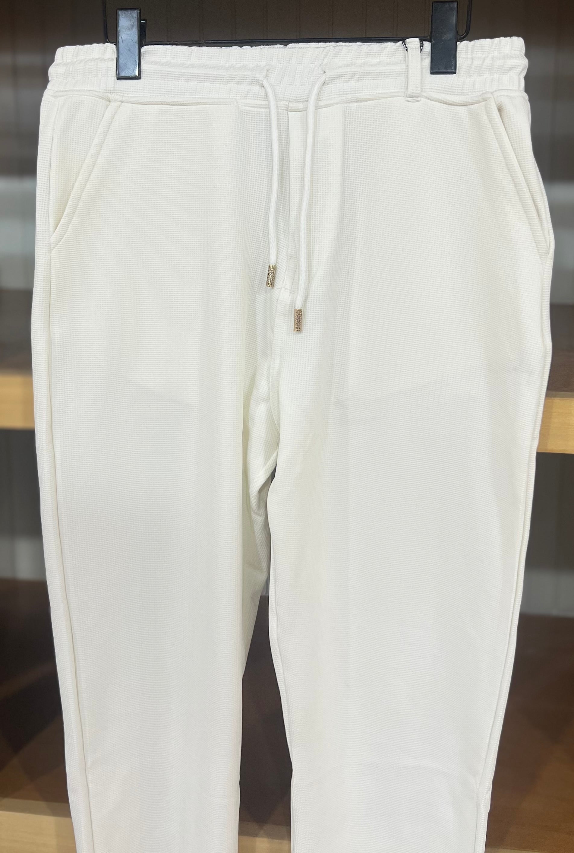 Men's Premium White Textured Jogger Pant 122