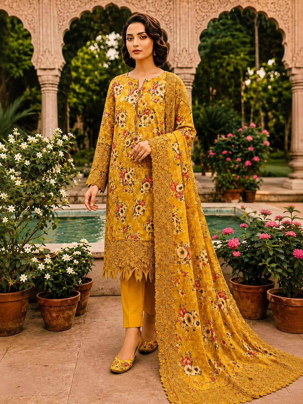 Luxury Digital Printed Lawn Unstitched Three Piece Set -C546