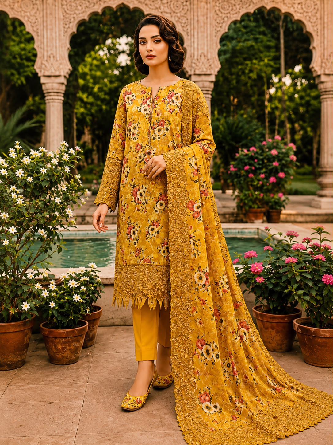 Luxury Digital Printed Lawn Unstitched Three Piece Set -C546