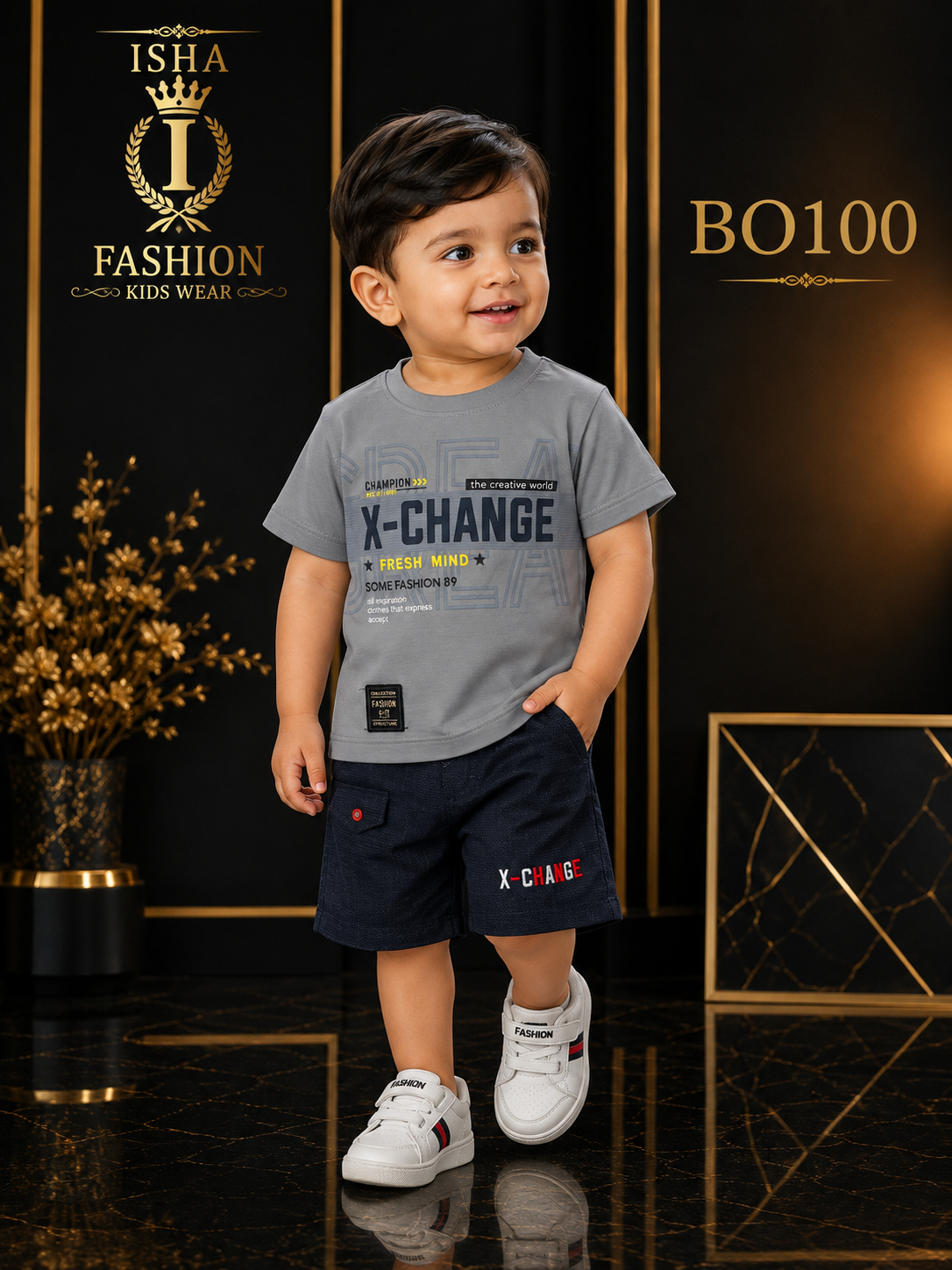Boys’ Premium X-Change Graphic T-Shirt & Shorts Set – BO100