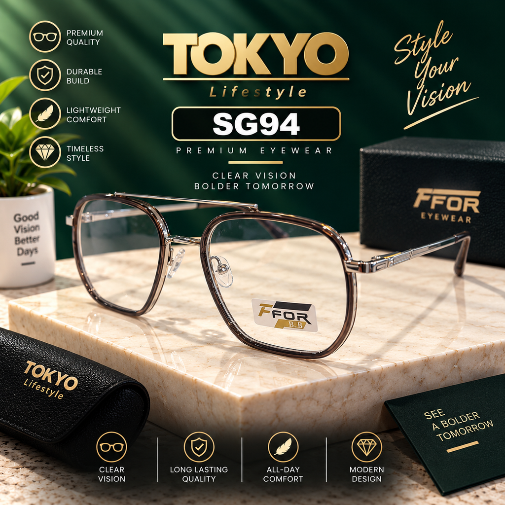 Premium Double-Bridge Square Eyeglasses – SG94