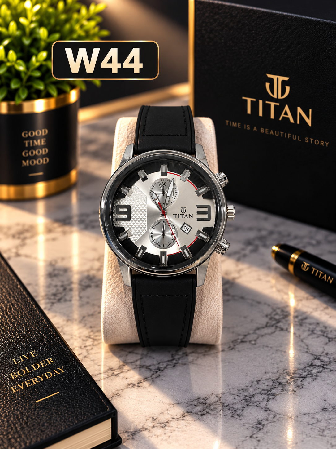 Premium Titan Chronograph Leather Strap Watch-W44