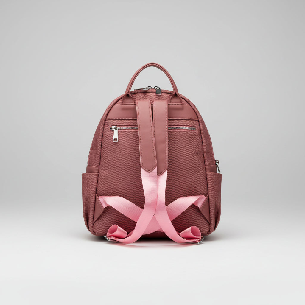 Lulu Multi-Zip Convertible Backpack Purse – Trendy Nylon & Faux Leather Mini Bag B002