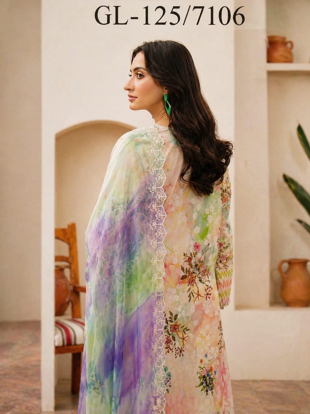 Luxury Digital Printed Lawn Three Piece Set -C196