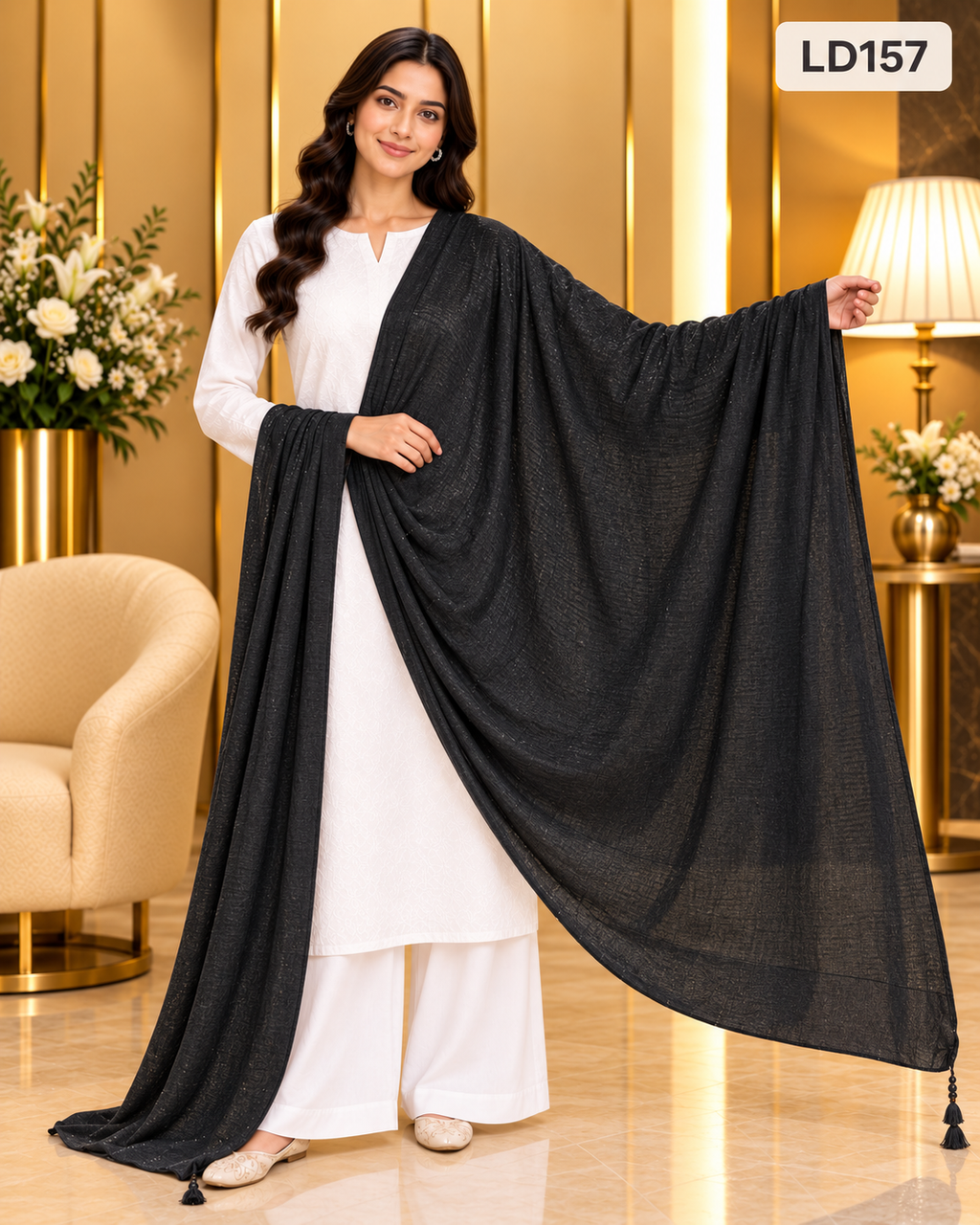 Premium Ladies Textured Shimmer Dupatta - LD157