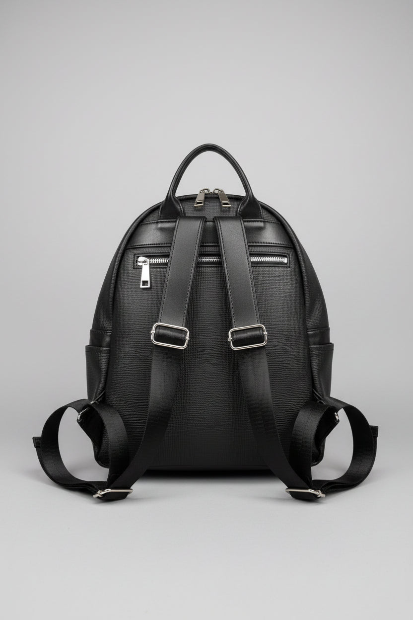 Lulu Multi-Zip Convertible Backpack Purse – Trendy Nylon & Faux Leather Mini Bag B002