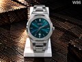 Men's Premium Sunray Dial Stainless Steel Style Metal Strap Analog Watch – W86