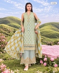 Premium Women's Mint Green & Mustard Floral Three Piece Set – C326