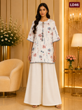 Ivory Floral Tassel Linen Top-LD46