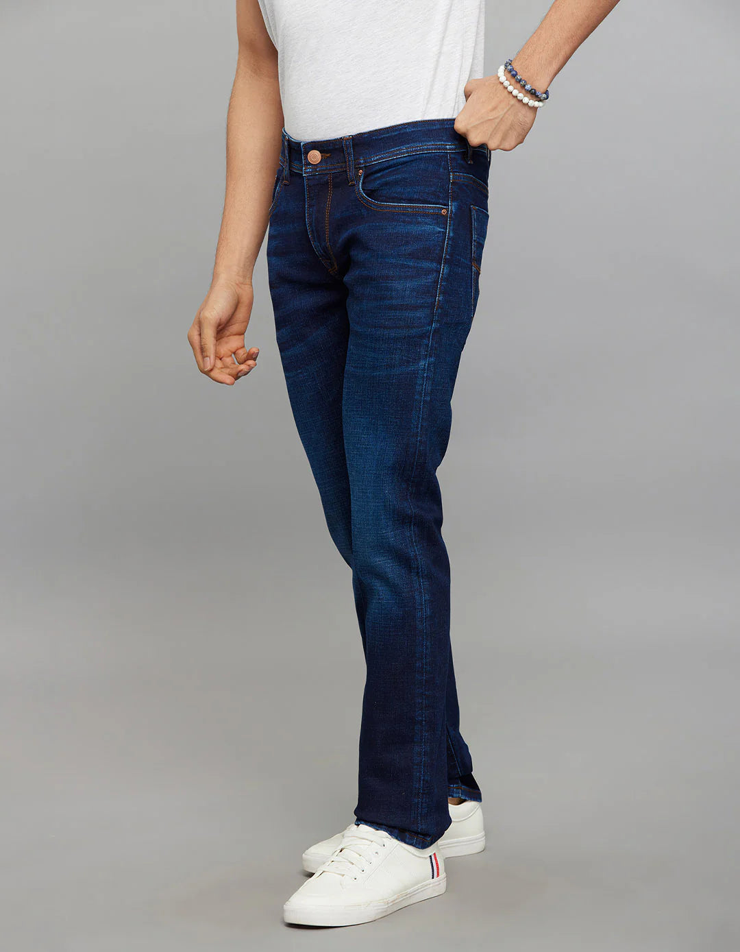 Rookies Mid-Rise Slim Straight Fit Classic Jeans - Dark Blue RJ6399