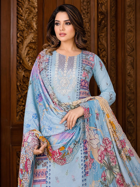 Luxury Digital Printed Lawn Three Piece Set -C263