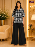 Monochrome Ethnic Print Linen Top-LD39