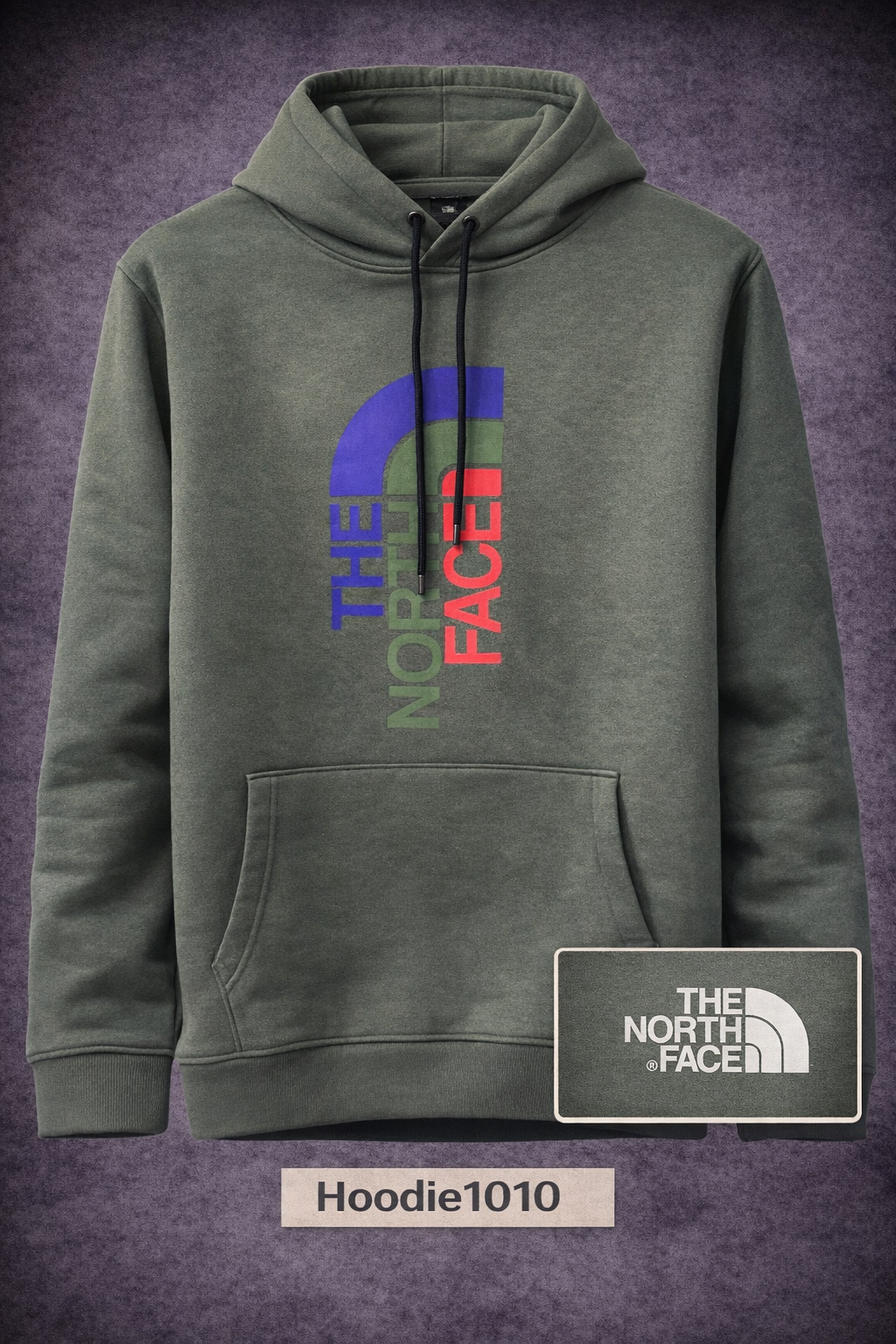 Mens Olive Green Graphic Pullover Hoodie 1010