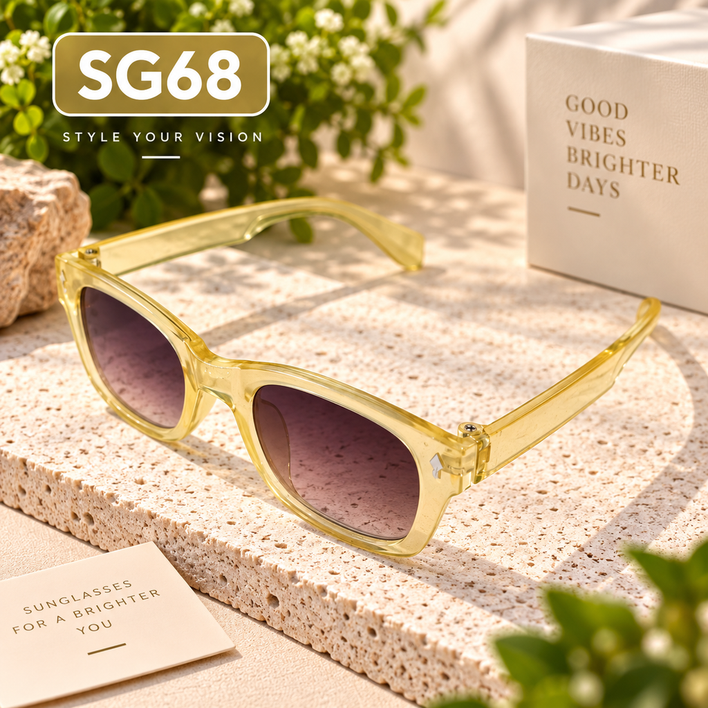 Premium Kids Transparent Yellow Square Sunglasses – SG68