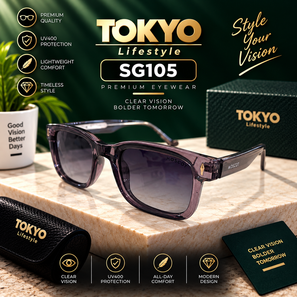 Premium Transparent Purple Square Sunglasses – SG105