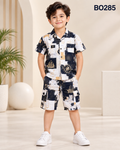 Premium Boys Printed Cargo Shirt & Shorts Set-BO285