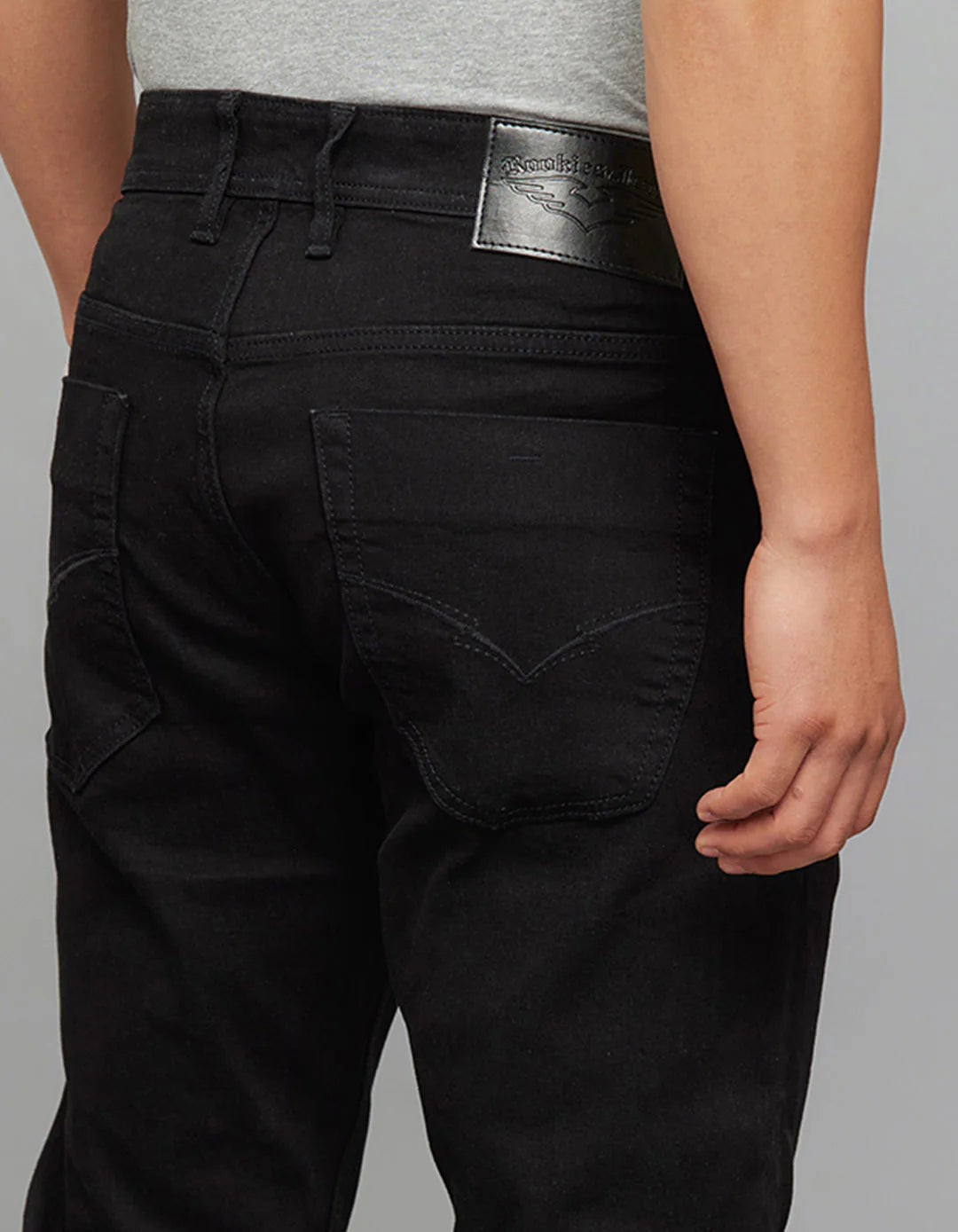 Rookies Denim Tapered Ankle-Length Stretch Jeans - Black RJ6235