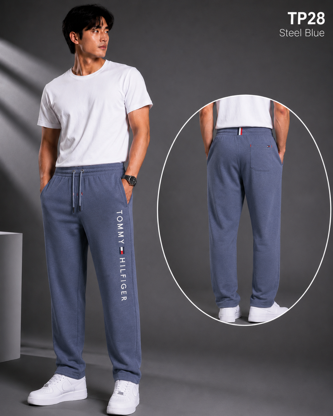 Premium Men's Steel Blue Track Pants|TP28