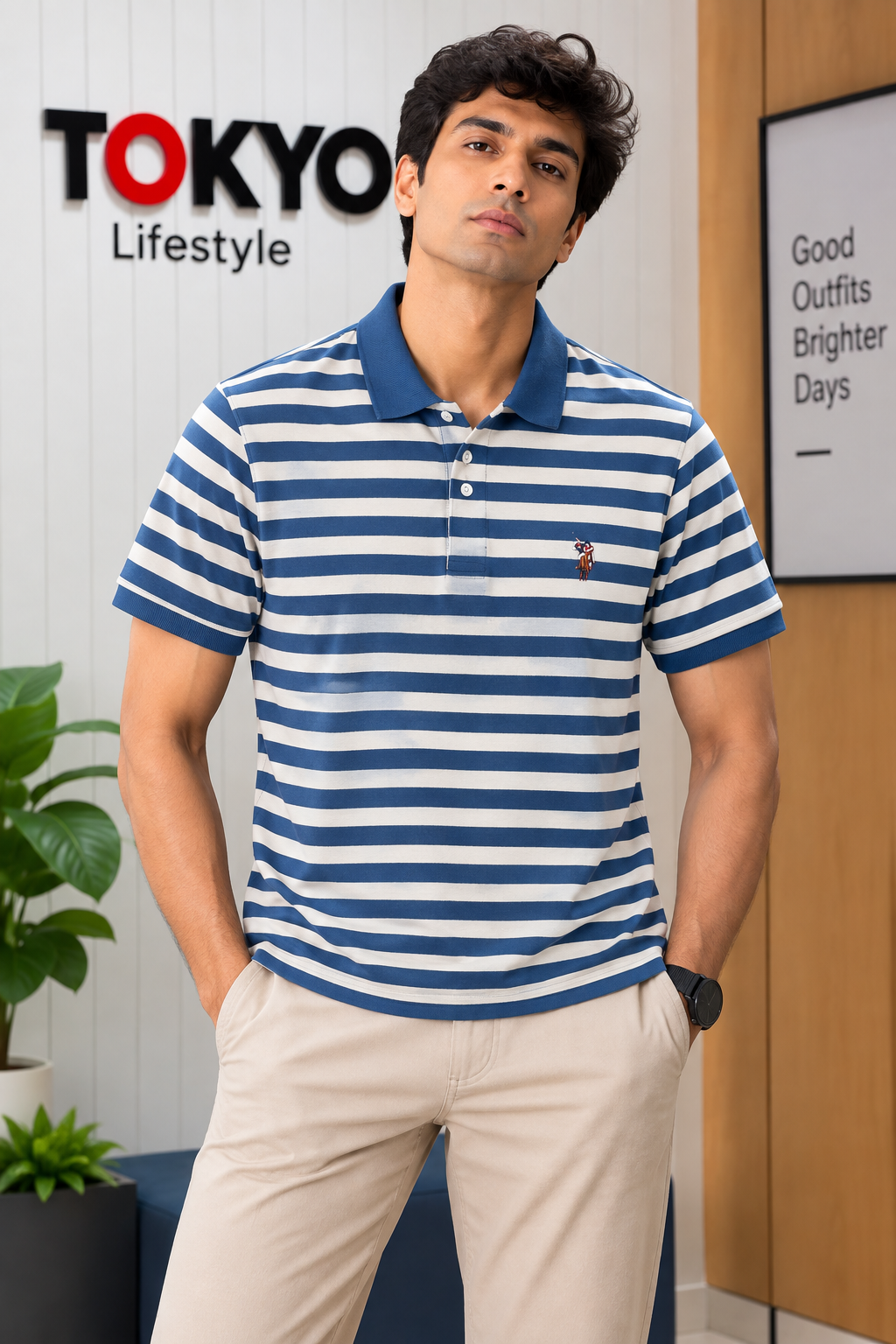 GATSBY Premium Classic Polo Shirt blue -white 926