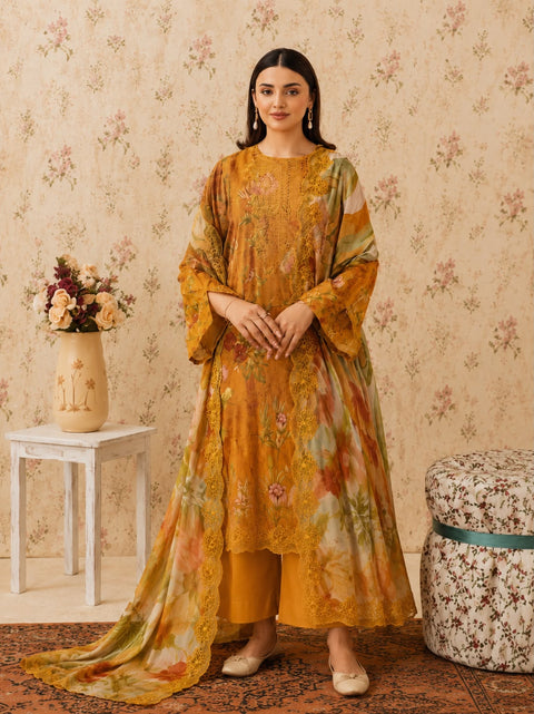 Luxury Digital Printed Lawn Unstitched Three Piece Set -C538
