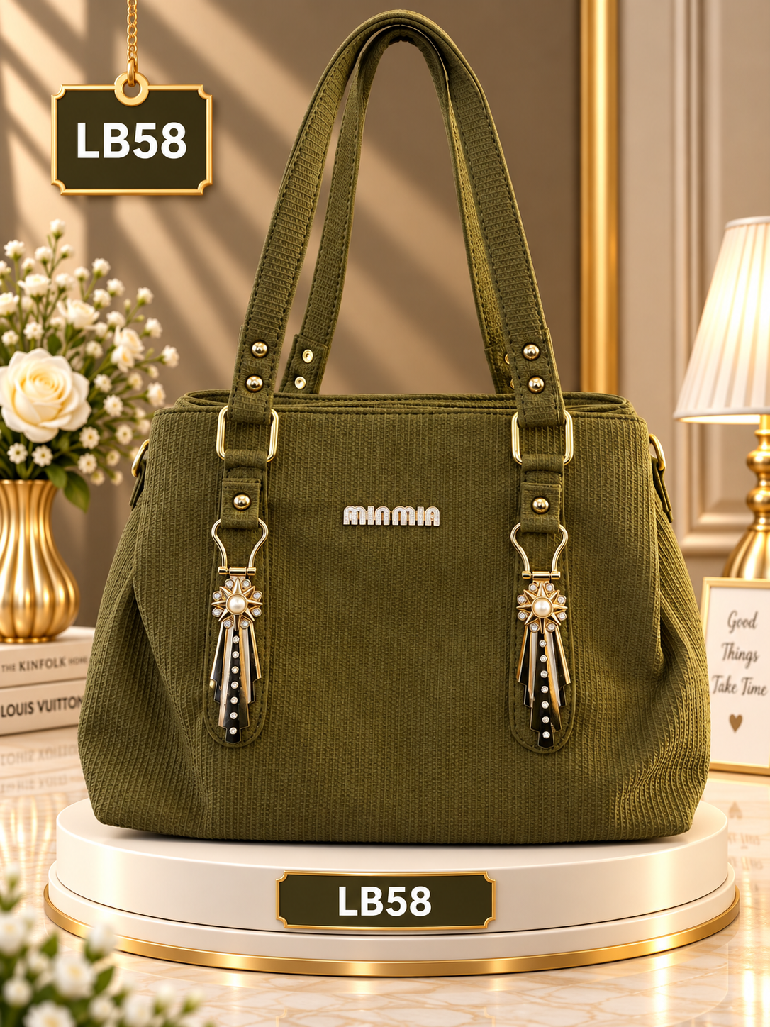 Premium Textured Charm Tote Bag – LB58